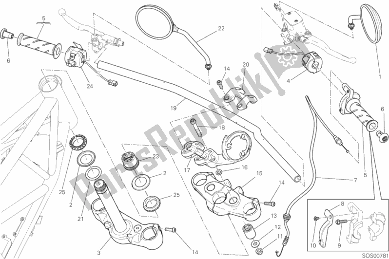 Tutte le parti per il Manubrio E Comandi del Ducati Scrambler Sixty2 USA 400 2017